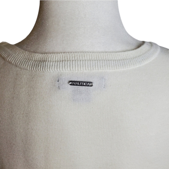 Nautica Sweater Womens Medium Ships Wheel Marshmallo Beach Boat Cover Up M - Picture 7 of 14